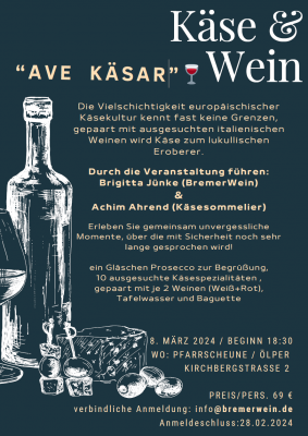 AVE KÄSAR Käse & Wein Probe 08.03.2024 um 18.30 Uhr