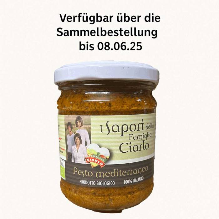 Pesto Mediterraneo Bio (Belfiore) 180 g